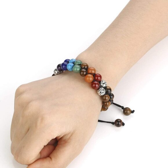 Yellow Tiger Eye Crystals Yoga Stone Bead Chakra Relax Bracelet for Womens Mens - Picture 2 of 7